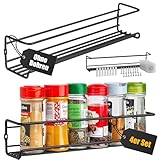 Deco haus® Gewürzregal Wand ohne Bohren - Gewürzregal Hängend 4er Set - Gewürzregale Ohne Bohren Schwarz - Gewürzhalter - Gewürzregale Schranktür - Spice Rack Organizer - 29 x 6,35 x 5 cm