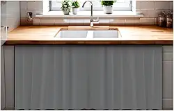 Cortina De Pia para Cozinha Dispensa Balcão Pias em geral Blackout Impermeavel 138x80 cm cor cinza material resistente antmofo 100% PVC