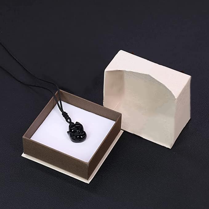 Miniatura 4 de Collar de obsidiana negra de zorro de la suerte, piedra natural, colgante de cristal curativo, amuleto de protección, joyería colgante de piedras
