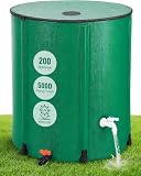 200 Gallon Collapsible Rain Barrel, Rain Water Collection Barrel System Kit, Collapsible Water Tank with 2 Spigots and Overflow Kit, Portable Rain Water Catcher for Garden, Green