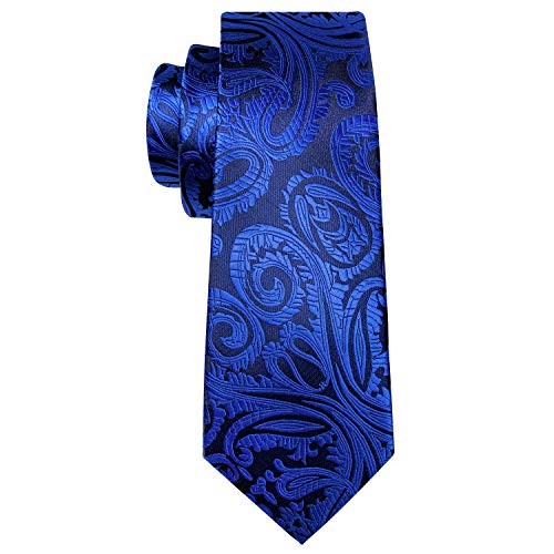 Image of Barry.Wang Men Ties Paisley Woven Silk Necktie Set with Pocket Suqare Cufflinks Formal