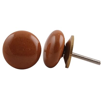 Indian-Shelf 4 Piece Brown Knobs -Ceramic Cabinet Knobs - Flat Solid Kitchen Cabinet Handle - 3.81 cm Door Pulls