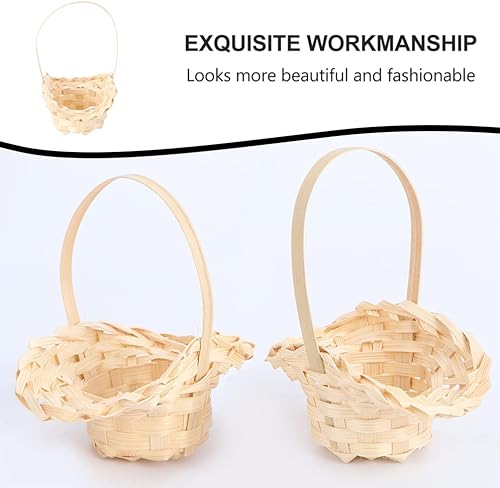 Miniatura 5 de Happyyami Cesta de huevos portátil para lavandería, cesta de picnic de mimbre, cesta de flores tejida para aperitivos, contenedores para niños,