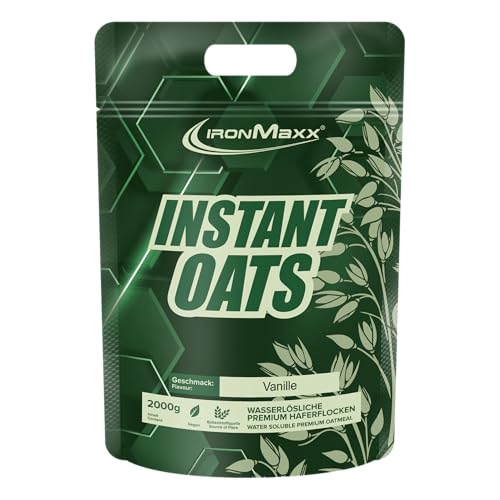 IronMaxx Instant Oats Haferflocken - Vanille 2000g Beutel | Natürlicher veganer Weightgainer | Low Sugar & frei von Konservierungsstoffen