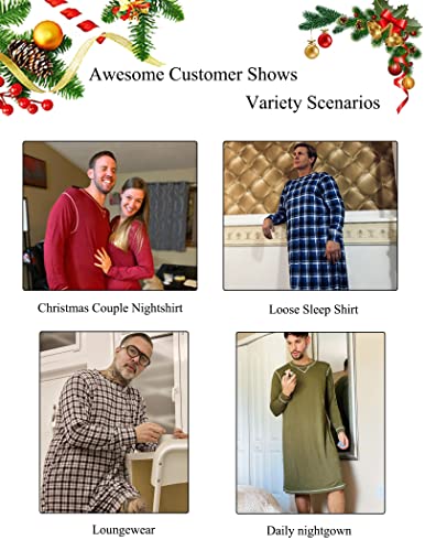 Ekouaer Mens Comfort Sleepwear Top Loose Long Sleeve Nightshirt Sleep Shirt,Dark Grey,X-Large #TOP5