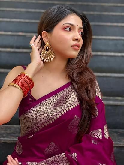 Image of Women's Maheshvari Original Pure Kanchi Pattu Kanjivaram Kanchipuram Art Dola Silk Saree Soft Banarasi Style Sari With Blouse Piece For Wedding