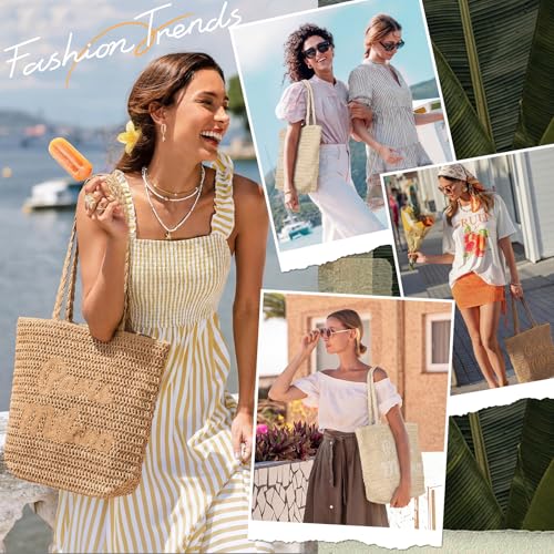 Bolso de playa grande para mujer tejido de paja miniatura 7