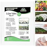 GREENERBA© - 32m² Pflanzenschutz-Vlies 30g/m2 - Abdeckvlies als Winterschutz/Frostschutz für Pflanzen - Schützt im Winter gegen Kälte, Wind, Hagel - Wintervlies, Gartenvlies, Pflanzenvlies - 3,2 x 10m