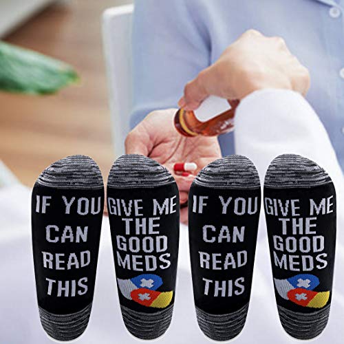 LEVLO Funny Patient Gift Hospital Socks If You Can Read This Give Me The Good Meds Socks Gift for Him or Her4