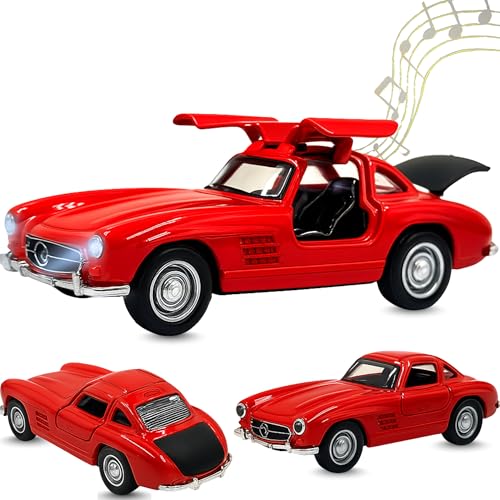 Image of toyco Alloy Metal SUV Toy Car for Kids | Pull Back Unbreakable Small Toy Cars | Openable Doors, Smooth & Shiny Edges |1:36 Scale | Gift Toys for Boys and Girls Age 3+ | (Mercedes Gulwing red)