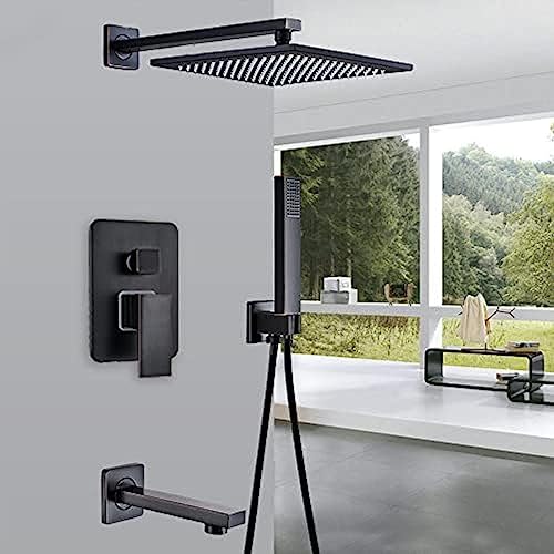Ensemble douche pluie noir bronze anti-calcaire pour baignoire et mur