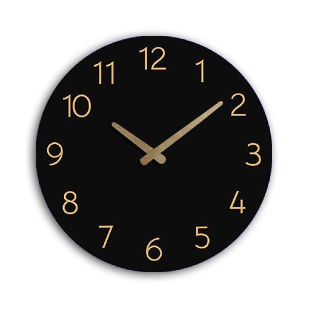 DUPLUSFUN Wall Clock 12inchs Simple Silent Wall Clocks with Solid Wood Pointer for Home Decoration Clock Battery Quality Quartz