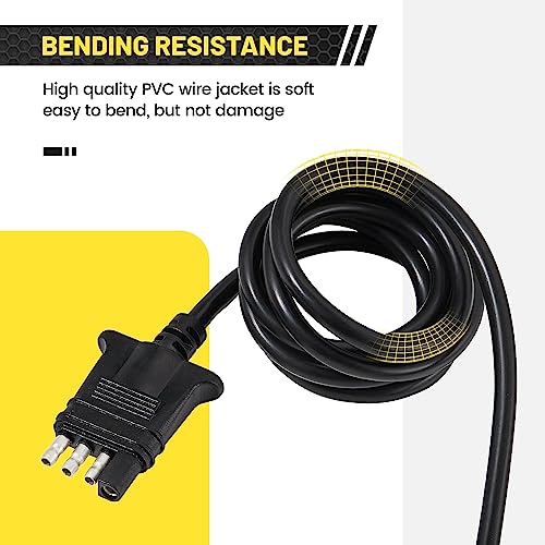 Oyviny Trailer-Side 4-Pin Flat Wiring Harness 5 Feet Jacketed Cable Standard 4 Way Trailer Wiring Harness Adapter Pure Copper Color-Coded Wires for Trailer Hitch Wiring