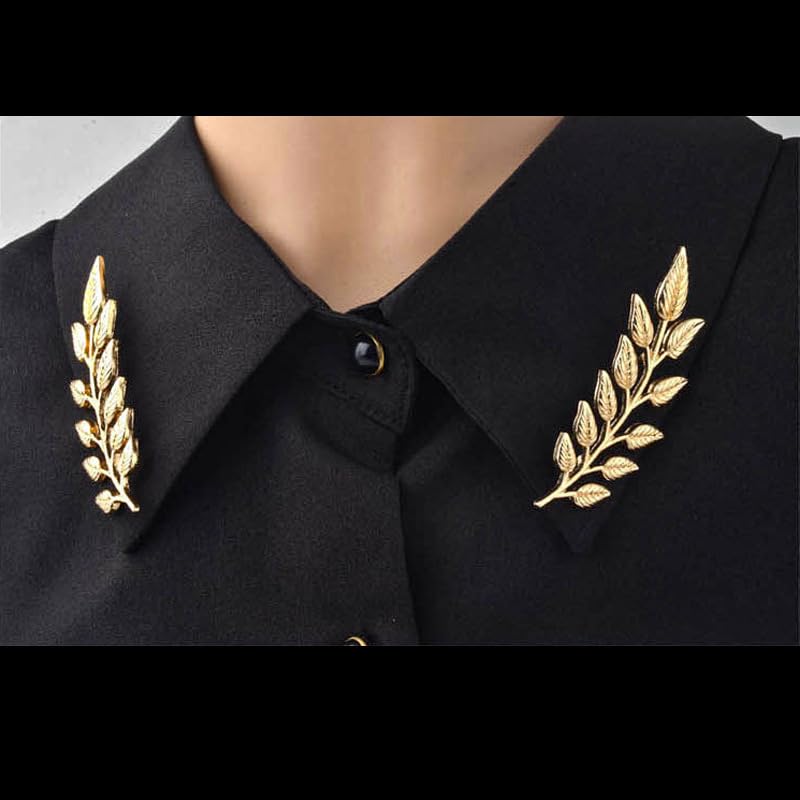 coadipress Gentlemen Gold Silver Leaf Brooches Simple Elegant Retro Double Leaf Collar Pin Brooch Gold Silver Plant Leaves Brooches3