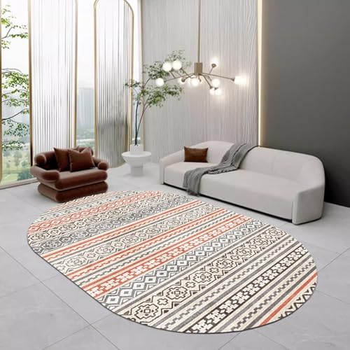 Tapis ovale antidérapant lavable pour sécuriser le sol du salon - 2