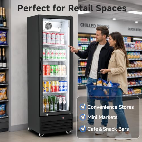 Image of BODEGA BODEGACOOLER 12.5 Cu.Ft Commercial Fridge with Glass Door Display Refrigerator, Upright Beverage Fridge & Drink Fridge Merchandiser Refrigerator for Convenience Stores & Retail Drink Display