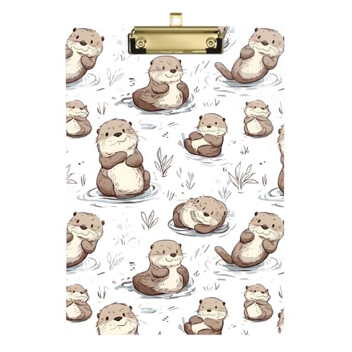 かわいいカワウソ ホワイト 授乳用クリップボード 両面プリント 装飾クリップボード 12.5インチ x 9インチ