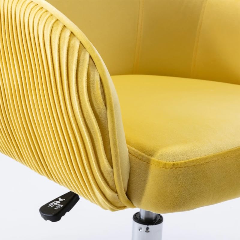 Image of Velvet Office Chair for Home & Office | 360 Swivel Ergonomic Study Armchair | 1-Seater Revolving Computer Desk Chair | Sofa Chair for Adults & Students | Yellow 17 inch Inche Height
