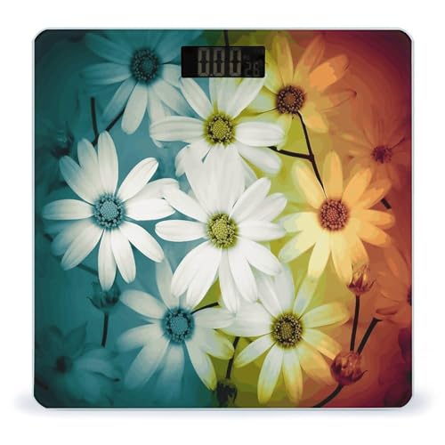 Báscula digital de baño con marco floral de vidrio templado miniatura 1