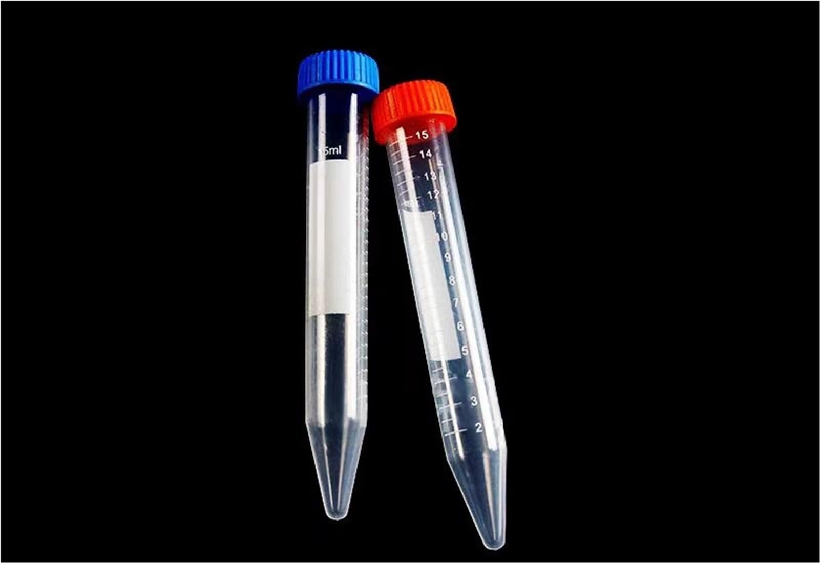 50 unids/Lote 15ml Tubo de centrífuga de plástico Transparente PP microcentrífuga Viales de Muestra Tubos de plástico con Tapas