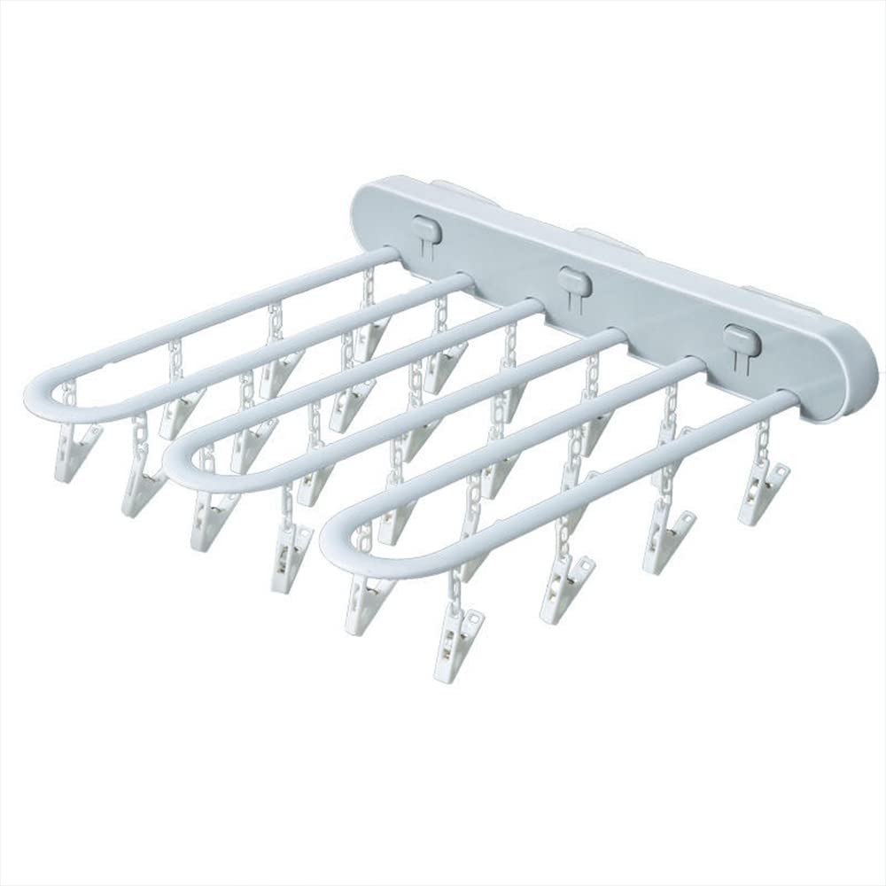 KROSTYMultifunctional Sock Drying Rack with Clip Hanger, Foldable Drying Rack for Clothes, Pants, Underwear, Scarves, Ties, etc.