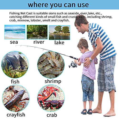 4 Pack Fishing Bait Trap, 1 Foldable Net 6 Holes, 19.6 Feet Nylon Rope Crawfish, Minnow Floating Ring, Crab Fish Gloves For Small Eels Lobster Shrimp, Green-Black #TOP4