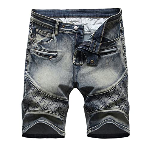 Bermuda d'été en coton respirant anti-chaleur short denim homme déchiré 397