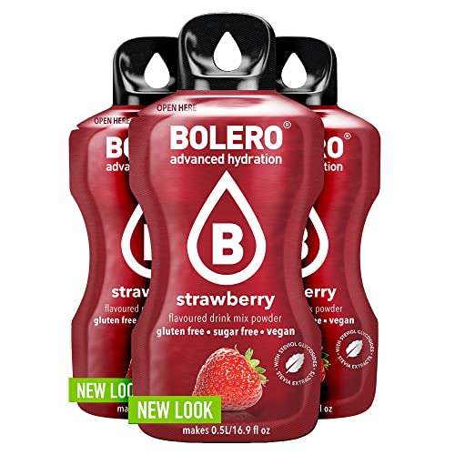 Bolero BANANA & STRAWBERRY 24x3g | Saftpulver ohne Zucker, gesüßt mit Stevia + Vitamin C | geeignet für Kinder, Sportler und Diabetiker | glutenfrei und veganfreundlich | Bananen und Erdbeergeschmack