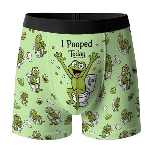 DOPINDU Mens Frog Boxer Briefs Funny Novelty Print Boxers for Men Soft Breathable Themed Underwear Funny Gag Gifts for Dad Husband Boyfriend L