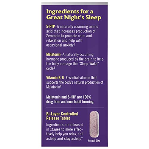 Natrol Melatonin + 5 Htp Advanced Sleep Time Release Bi-Layer Tablets, Triple-Action Formula, Calm The Mind, Helps You Fall Asleep Faster, Stay Asleep Longer, 100% Drug-Free, 6Mg, 60 Count #TOP3