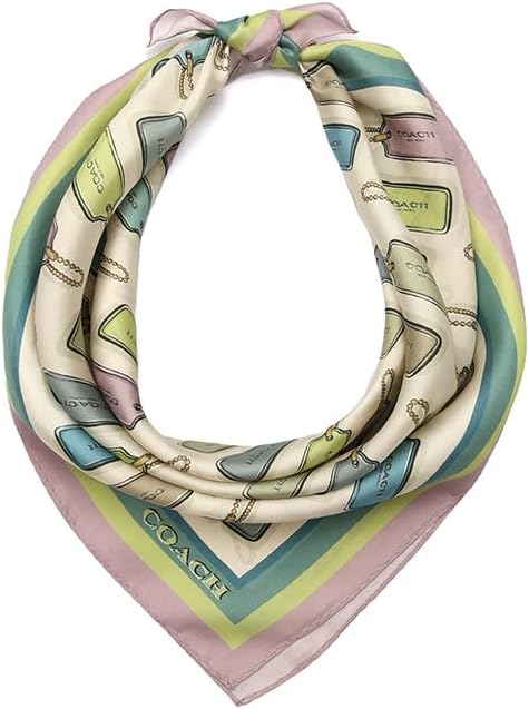 COACH womens Leather Hang Tag Printed Silk Bandana