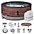 MSpa Duet 138 Jet Outdoor Patio Bubble Hot Tub Wi-Fi Enabled App Controlled 930 Liter Comfortable Spa for 6 People with Control Box, Woodgrain