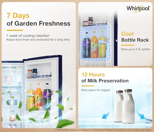 Image of Whirlpool 207 L 3 Star Icemagic Pro Inverter Direct-Cool Single Door Refrigerator (230 IMPRO ROY 3S SAPPHIRE SILK-Y, Blue, 2026 Model)
