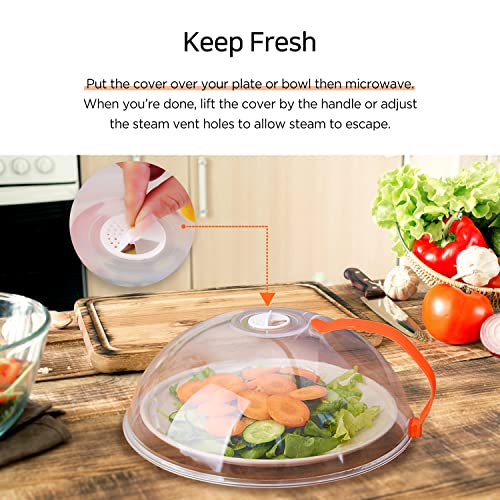 Eutuxia Microwave Plate Cover With Easy-Grip Lid, Handle, Adjustable Steam Vent Holes, Splatter Guard Protection While Microwaving, Dishwasher Safe &10.62 Inch & Pack Of 2 #TOP3
