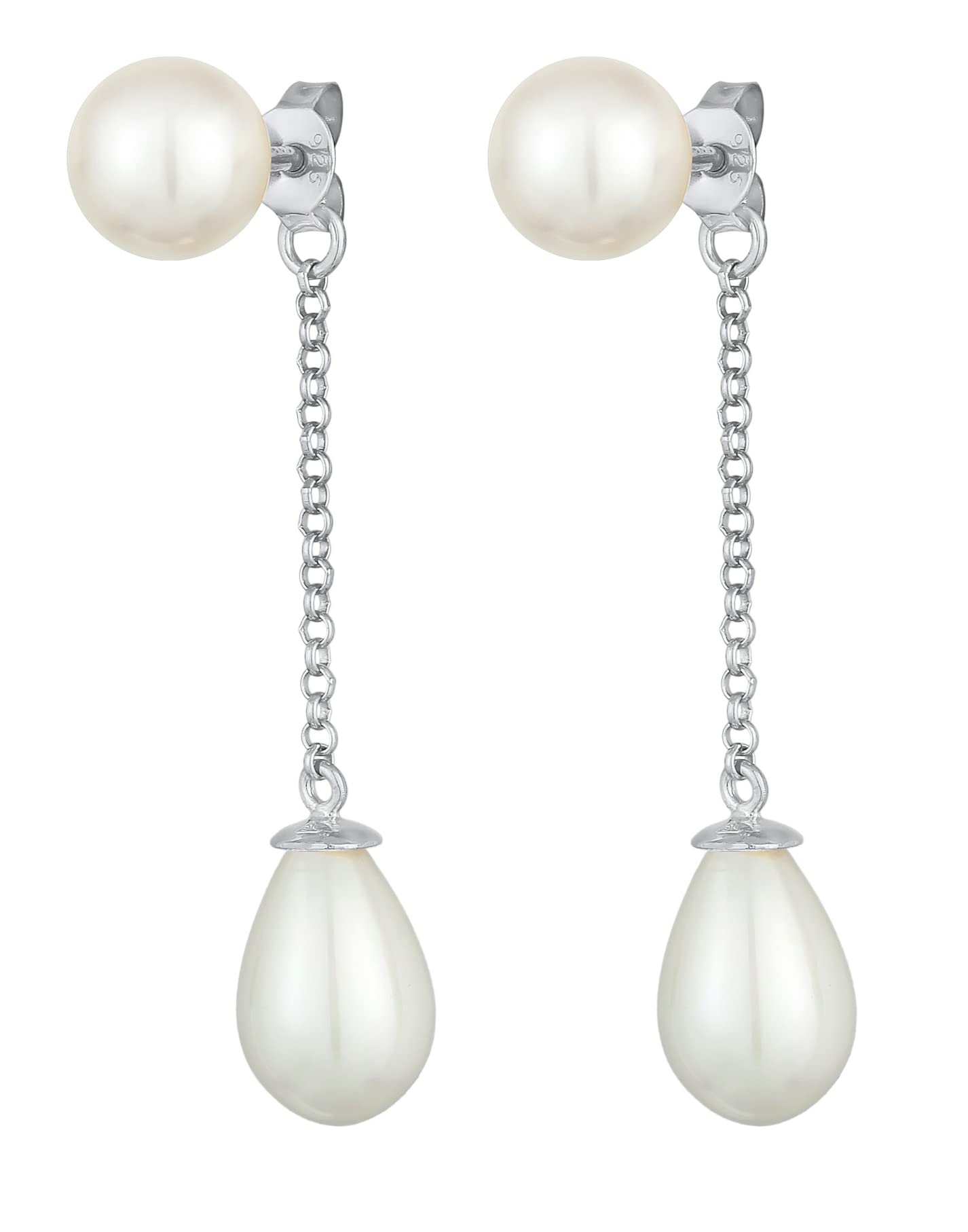 Nenalina Ohrstecker 925 Silber Damen Ohrringe mit Muschel Perlen Tropfen