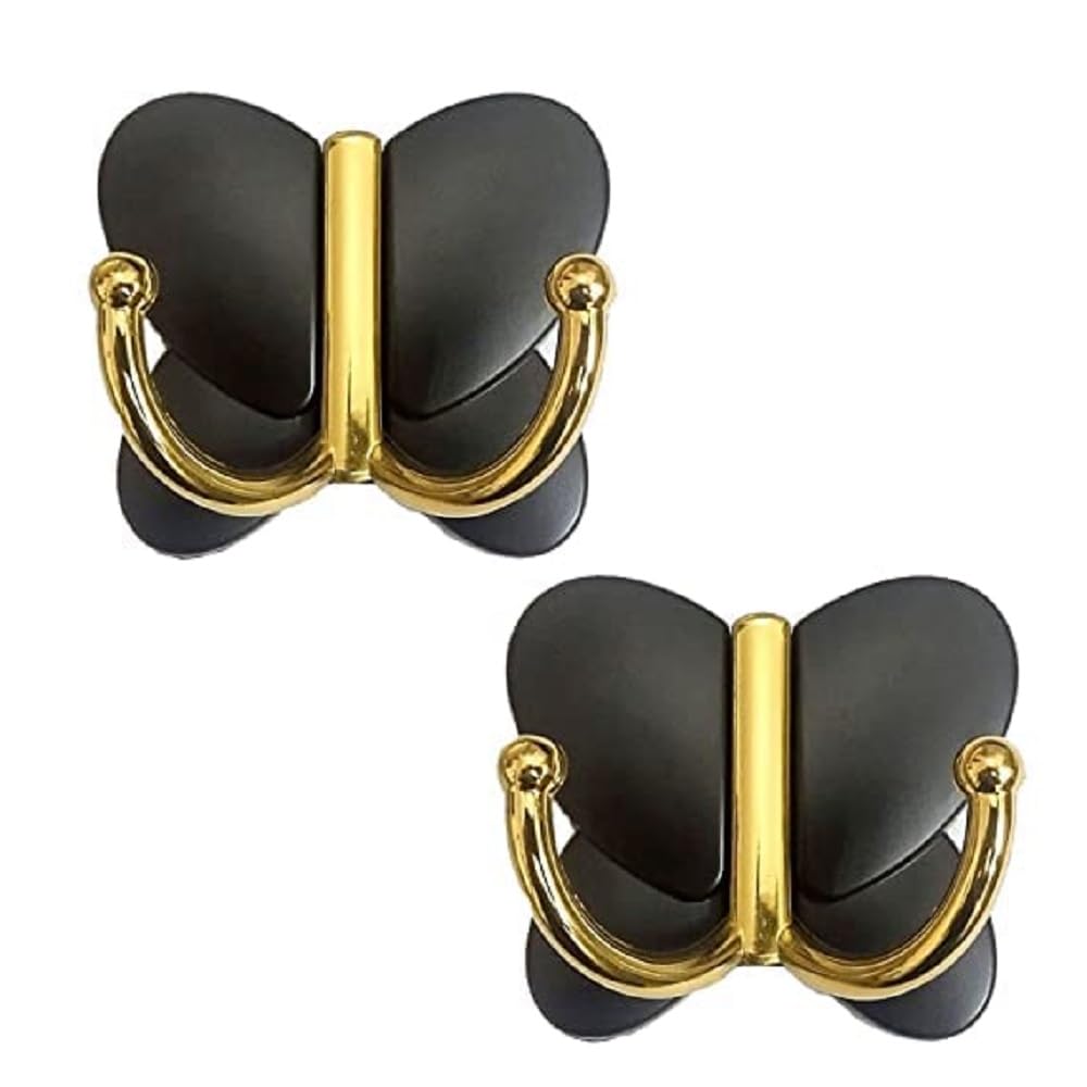 iSTAR Butterfly Key Holder | Decorative Wall Mounted Key Stand with 2 Hooks | Stylish Metal Key Holder Stand | Cloth Hanger & Key Organizer for Home & Officet (7x7CM) (Black, Pack of 2) (B0BT9R5SN1) Amazon Price History, Amazon Price Tracker