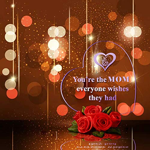 Heart Shaped LED Light on Rose Base Mother Gifts You’re The MOM Everyone Wishes They had