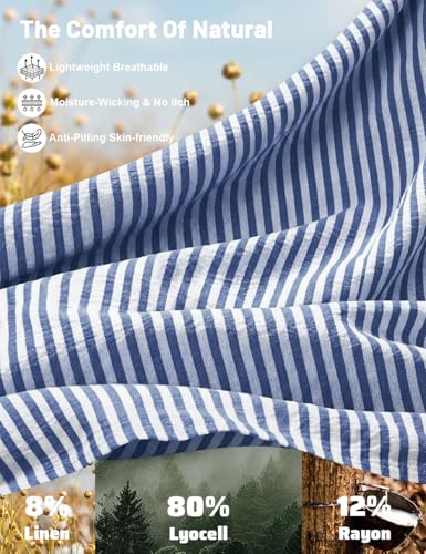 Image of TARSE Womens Striped Linen Barrel Pants with Pockets Y2k Patchwork