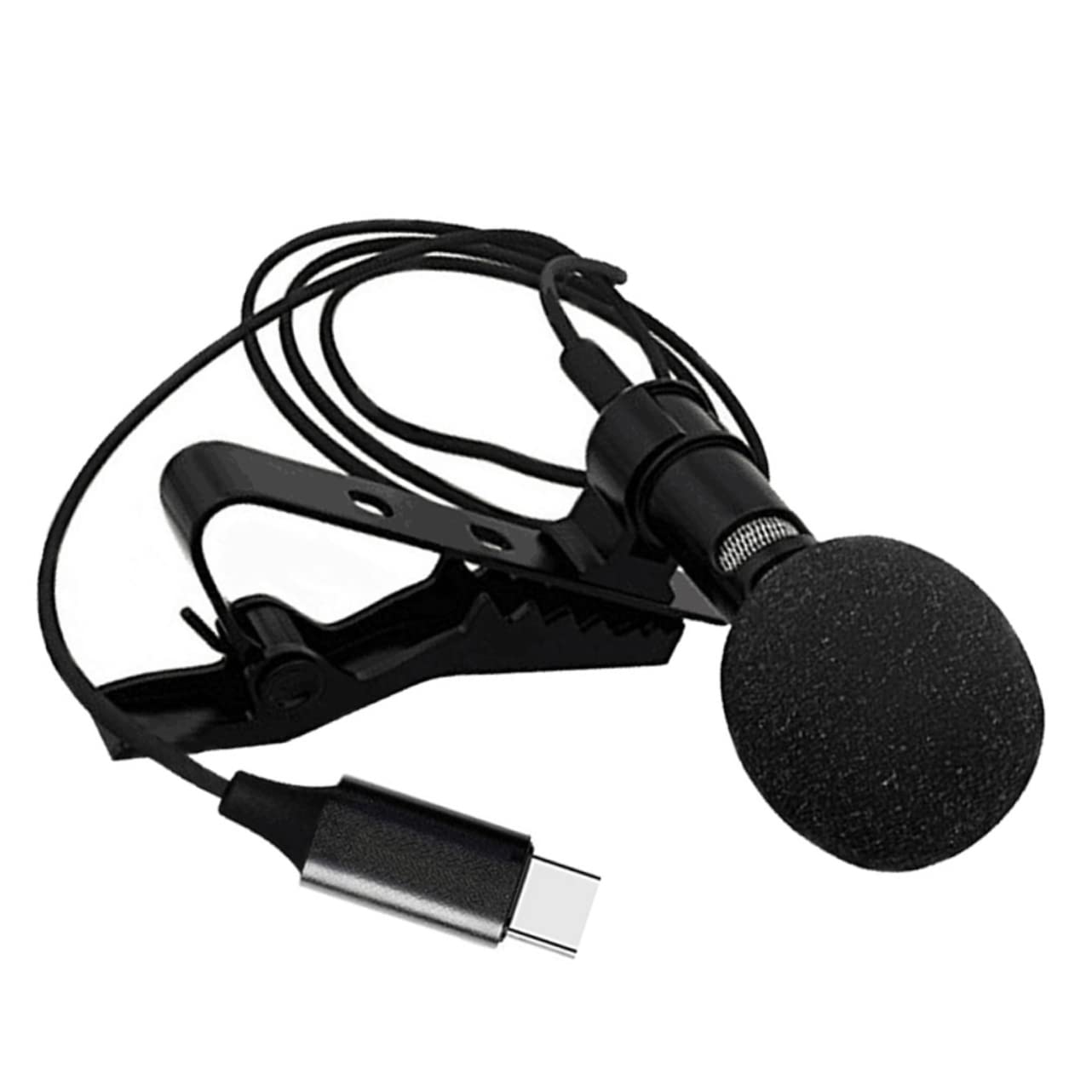 KOMBIUDA Mini Lavalier Microphone Wired Condenser Clip Mic for Smartphones Active Sound Collection for Vlogs Live Streaming and Gaming Includes PU Bag Black