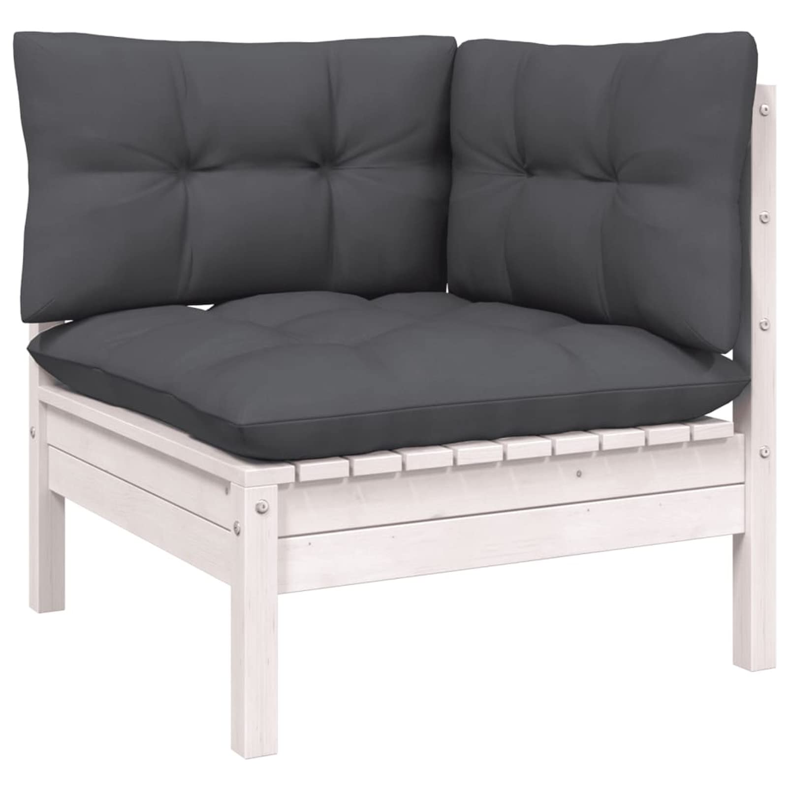 Homgoday Sofá de jardín de 2 plazas con Cojines Madera de Pino blancosofa Exterior palets Madera Sofa palets Exterior BlancoSofá de Esquina (2 Unidades)