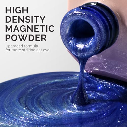 Image of MelodySusie Jeweliver Cat Eye Gel Nail Polish, 0.5 Fl Oz Blue Glitter Holographic Magnetic Nail Polish with Magnet, UV Gel for Nail Art Manicure Salon DIY at Home C6687