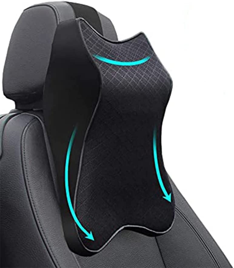 Peyx Car Seat Headrest Neck Rest Pillow Cushion for All Cars- Ergonomic Car Neck Pillow Memory Foam Neck Support for Neck/Back Pain Relief Neck Rest Support Cushion (Black), Pack of 1 1