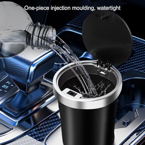 Image of Car Garbage Can Cup Holder Mini Trash for Car with 90 Pcs Black Bags Small Car Trash Bin Push to Open Lid Auto for Car Accessories Home Office Bedrooms Black Silver