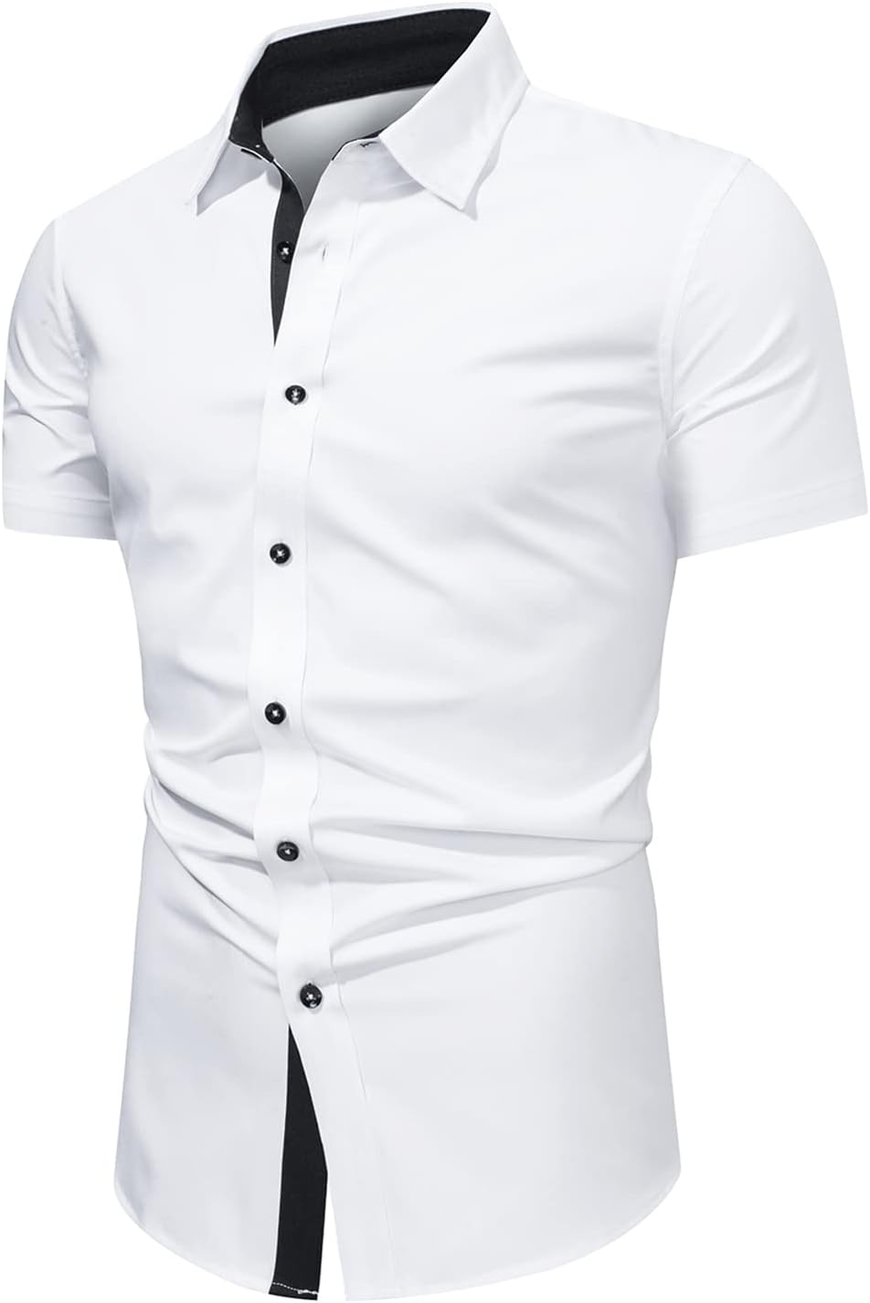 JMIERR Men's Casual Button Down Shirts Wrinkle-Free Short Sleeve Business Dress Shirt - Image 7