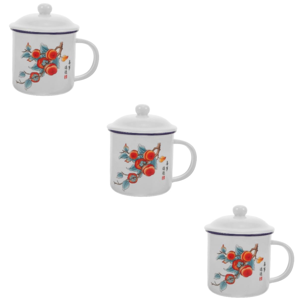 Sosoport 3stücke Retro Emaille Becher Mit Deckel Tragbarer Kaffeebecher Für Outdoor-abenteuer Vielseitig Einsetzbar Für Kaffee Tee Milch Und Mehr Langlebig Und Elegant Als Für Familie
