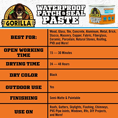 Image of Gorilla Waterproof Patch & Seal Rubberized Sealant Paste; White; 1lb Can (Pack of 1)