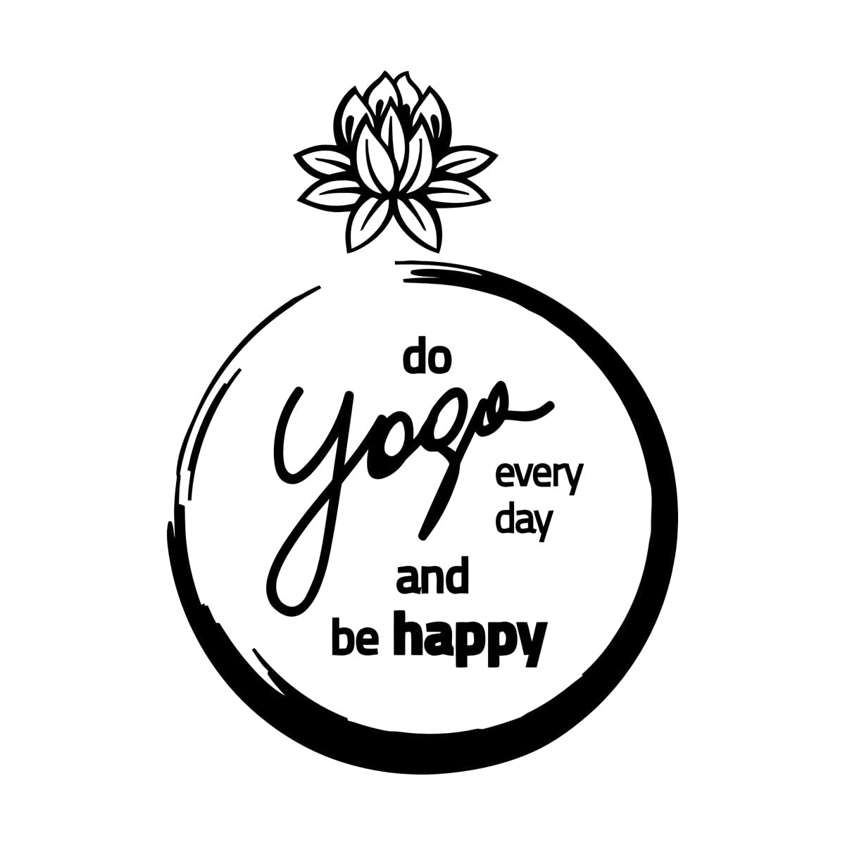Lettering Decals Lotus Flower Yoga Studio Phrase Be Happy Meditation 54x74.4cm It Won't Fall Off Large Black — image 1