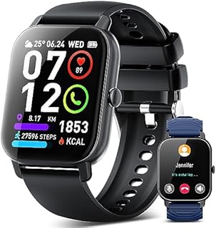Smartwatch Herren mit Telefonfunktion, 1.85" Touchscreen Smart Watch, 112 Sportmodi Fitnessuhr Herren Damen mit Pulsmesser, Schlafmonitor, Schrittzähler, IP68 Wasserdicht Armbanduhr für Android iOS