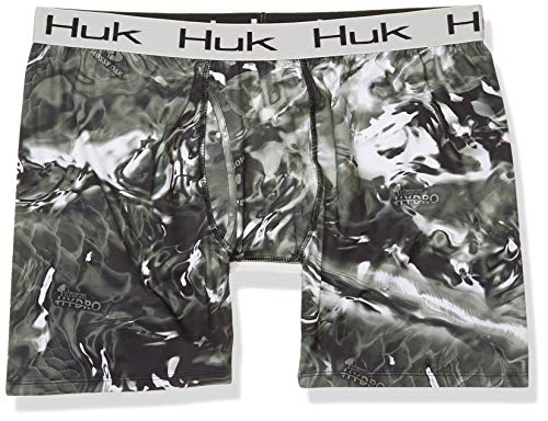 Huk Men's Mossy Oak Boxer Brief | Dry Fit Camo Boxers With Anti-Microbial Treatment, Mossy Oak Hydro Freshwater, 2X-Large