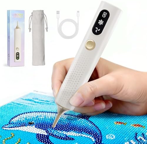 Haroopet Electric Diamond Painting Pen, Cordless Diamond Art Vacuum Pen no Wax Needed, Rechargeable Diamond Painting Tools, Adjustable Suction Mode Diamond Art Kits Accessories for Adults & Kids